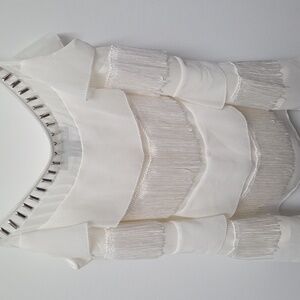 White House Black Market Cream Fringe Camisole